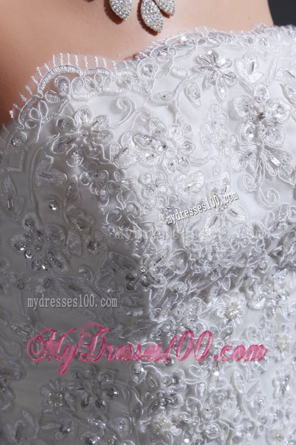 2016 Appliques Ball Gown Court Train Wedding Dress with Strapless