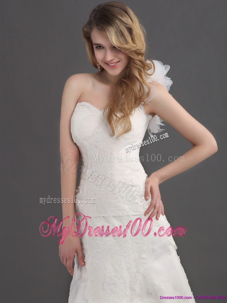 2016 Classical One Shoulder Wedding Dress with Lace