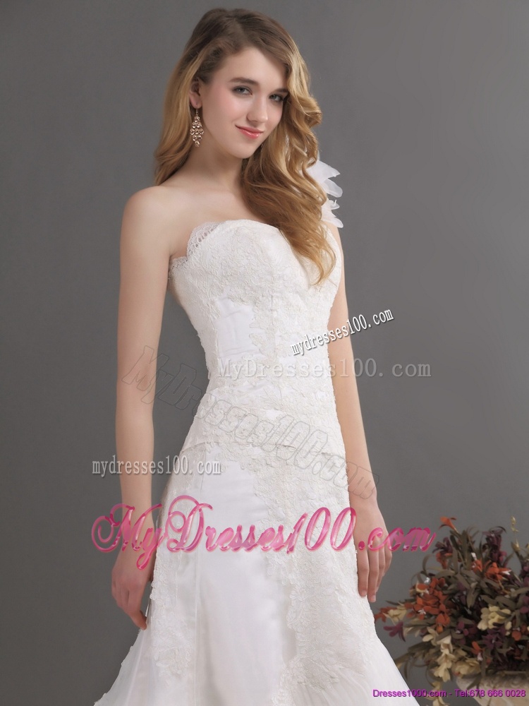 2016 Classical One Shoulder Wedding Dress with Lace