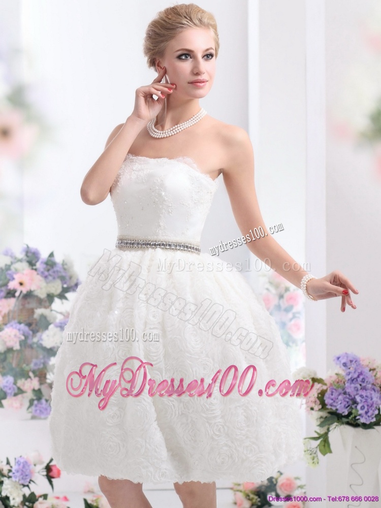 2016 Classical Strapless Wedding Dress in Knee-length
