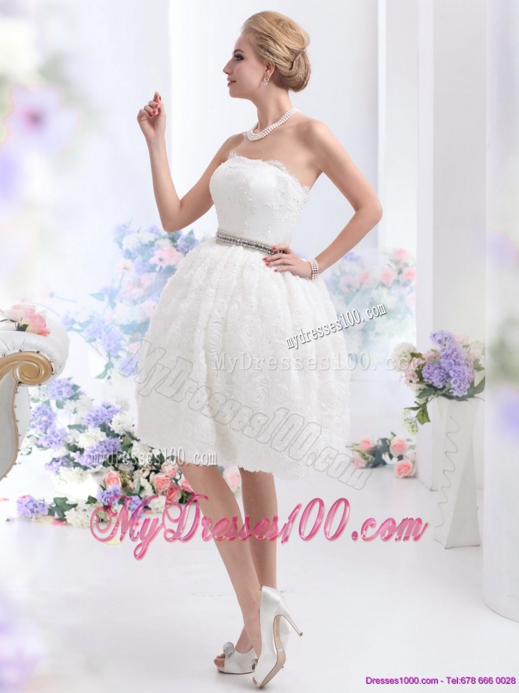 2016 Classical Strapless Wedding Dress in Knee-length
