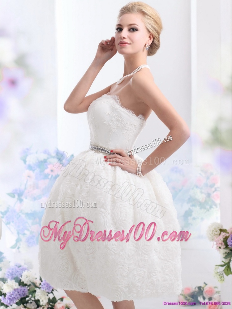 2016 Classical Strapless Wedding Dress in Knee-length