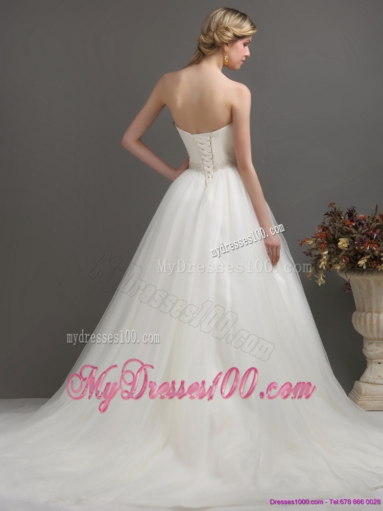 2016 Classical Sweetheart Wedding Dress with Beading and Ruching