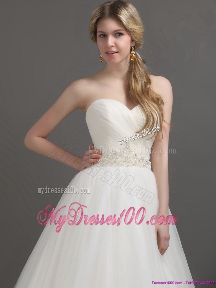 2016 Classical Sweetheart Wedding Dress with Beading and Ruching