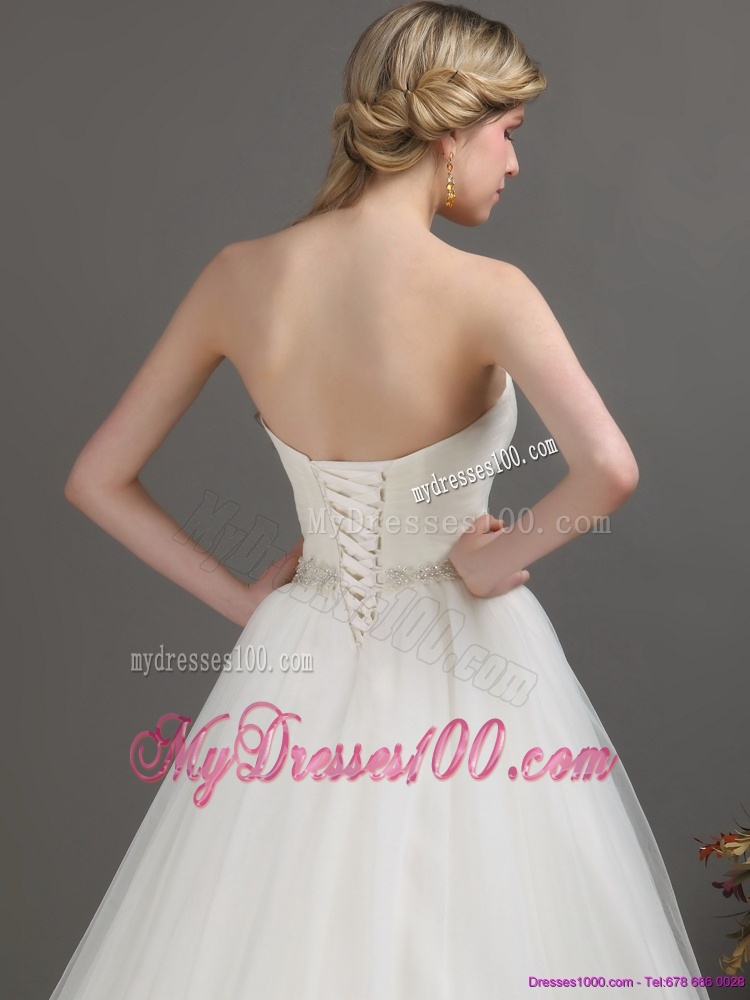 2016 Classical Sweetheart Wedding Dress with Beading and Ruching