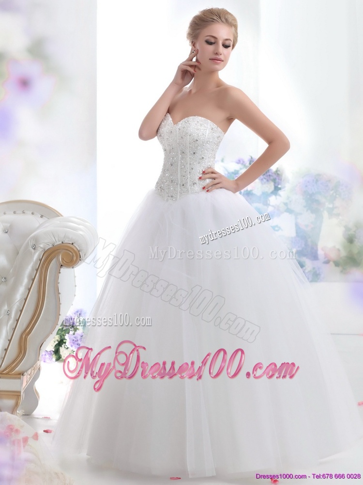 2016 Modest Sweetheart A Line Wedding Dress with Beading
