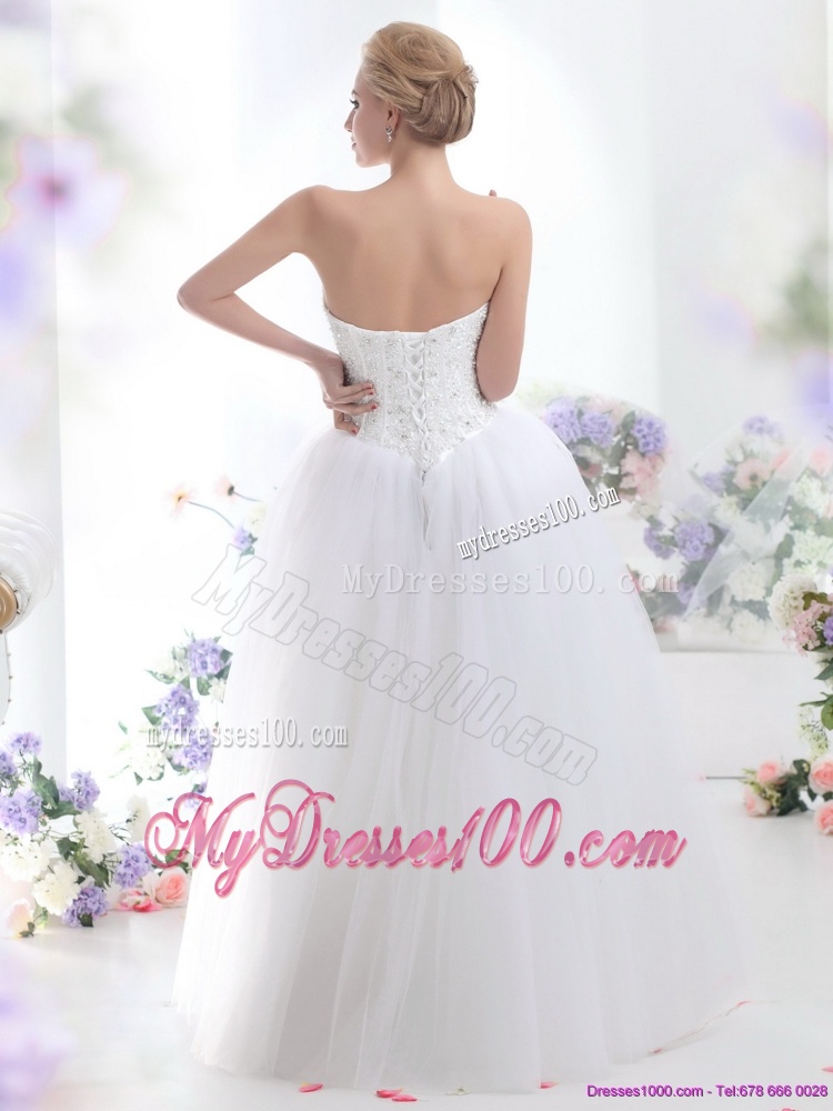 2016 Modest Sweetheart A Line Wedding Dress with Beading