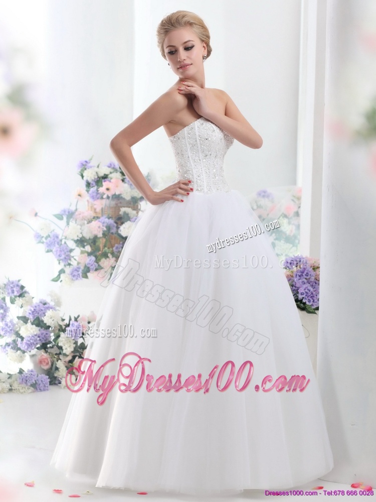 2016 Modest Sweetheart A Line Wedding Dress with Beading