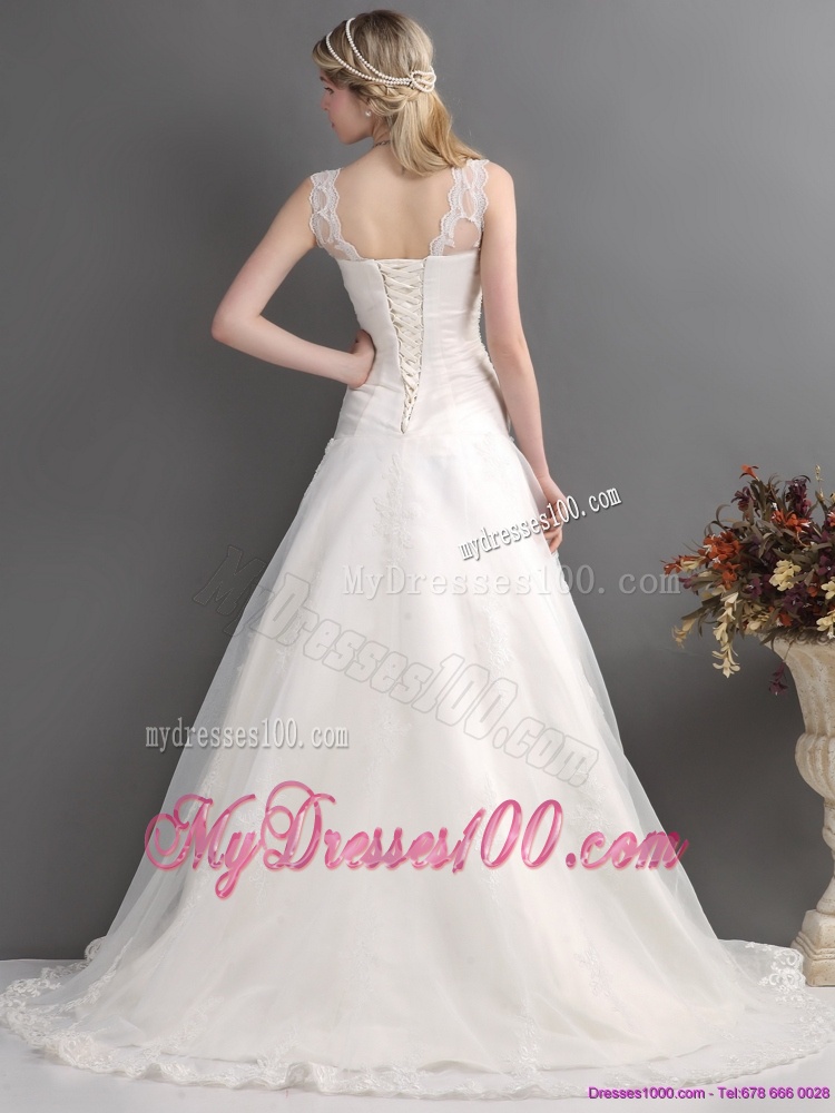 2016 Perfect A Line Wedding Dress with Lace and Hand Made Flowers