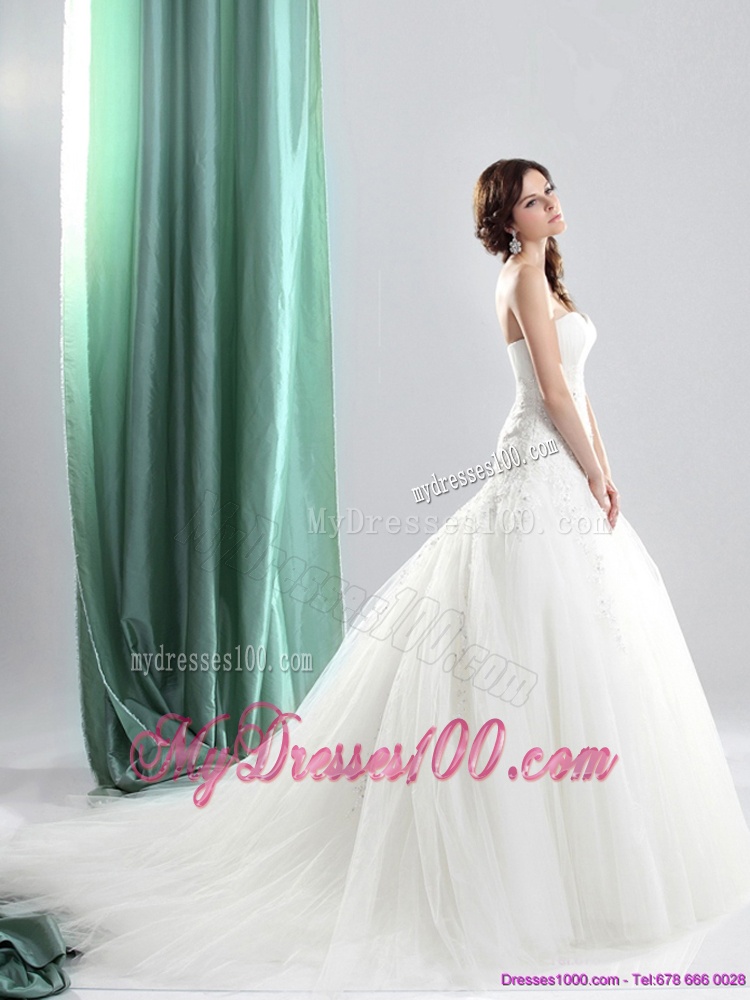 2016 Pretty Sweetheart A Line Wedding Dress with Appliques