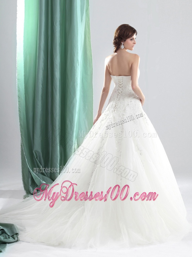 2016 Pretty Sweetheart A Line Wedding Dress with Appliques
