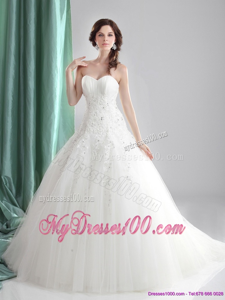 2016 Pretty Sweetheart A Line Wedding Dress with Appliques