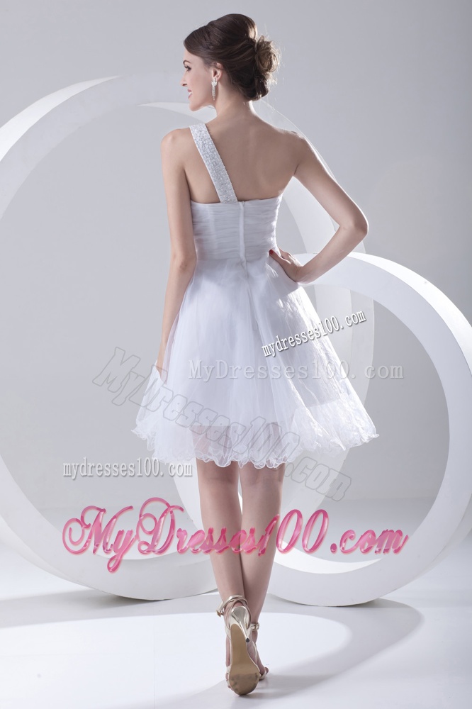 2016 Spring A-line One Shoulder Beading and Ruching Organza Wedding Dress