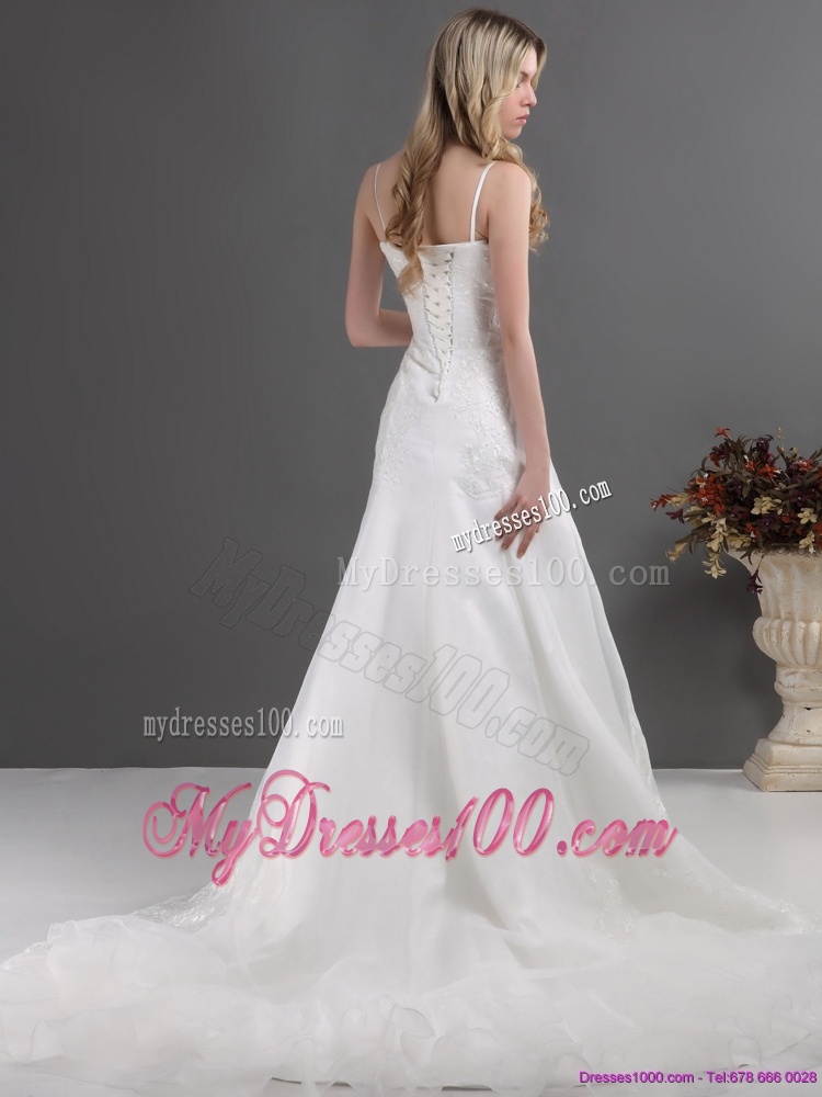 2016 The Most Popular Lace Wedding Dress with Spaghetti Straps