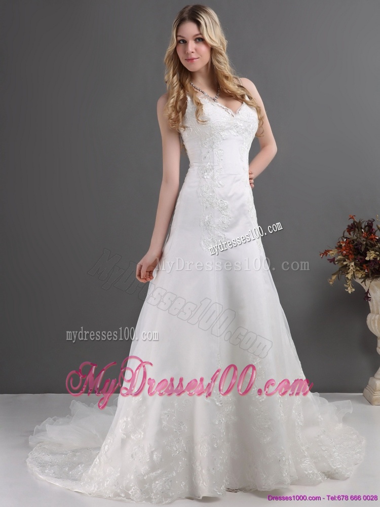 2016 The Most Popular Lace Wedding Dress with Spaghetti Straps