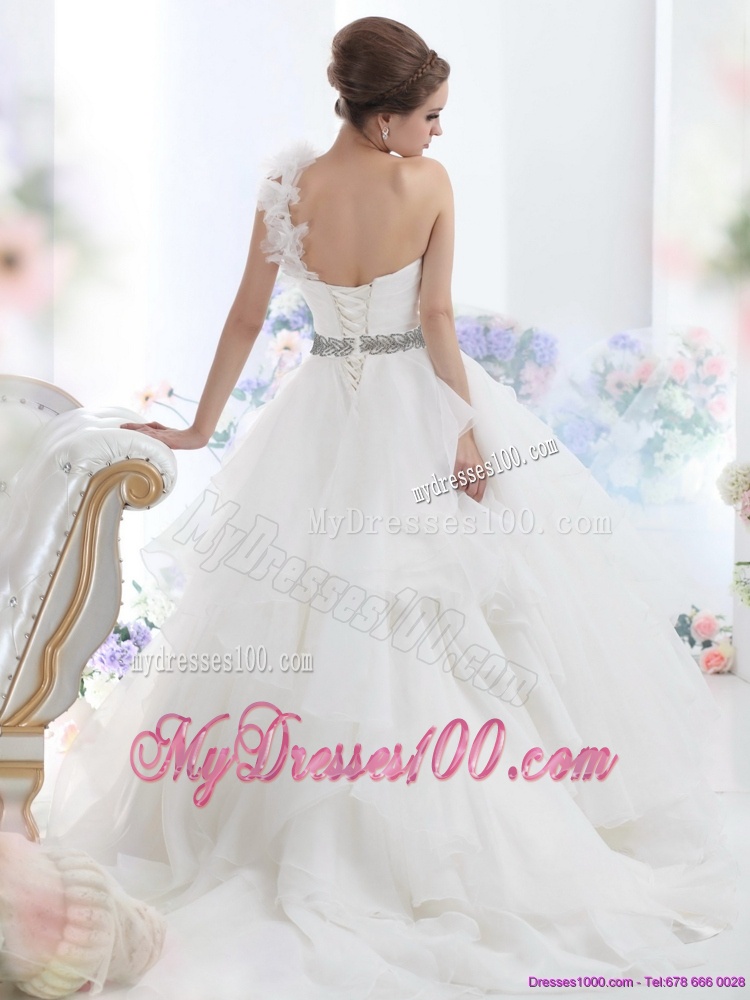 2016 The Super Hot One Shoulder Wedding Dress with Appliques