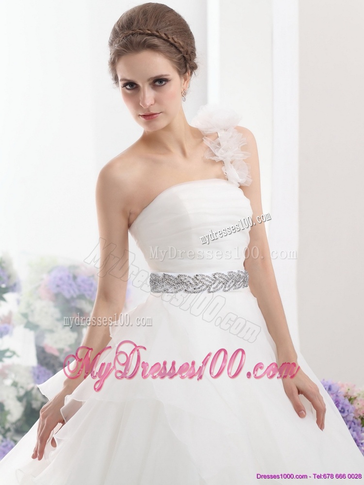 2016 The Super Hot One Shoulder Wedding Dress with Appliques