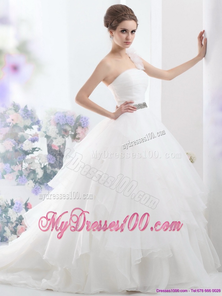 2016 The Super Hot One Shoulder Wedding Dress with Appliques