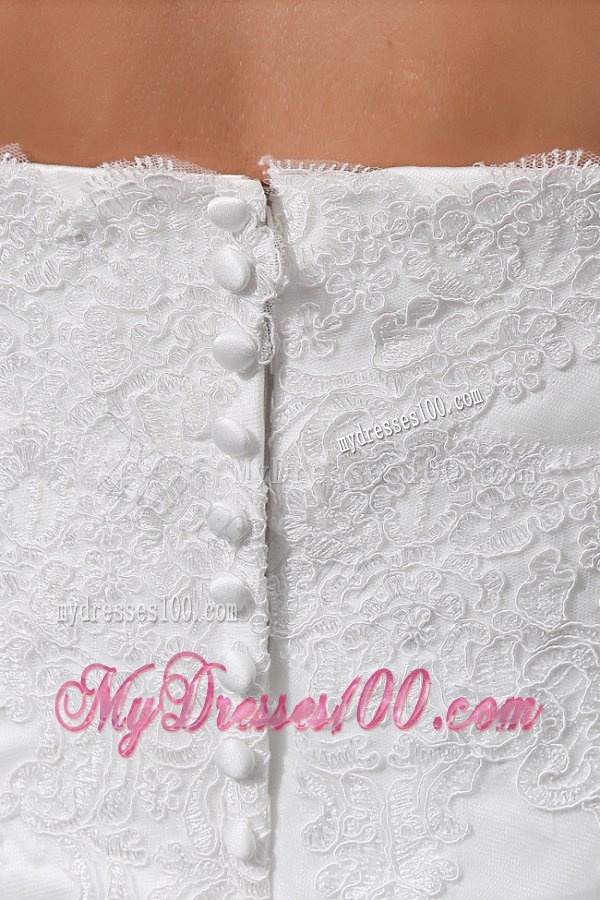 A-Line Sweetheart Appliques and Lace Wedding Dress with Court Train