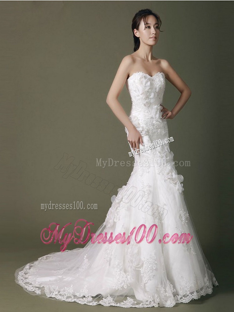 Brand New Beading Lace Wedding Dresses with Court Train