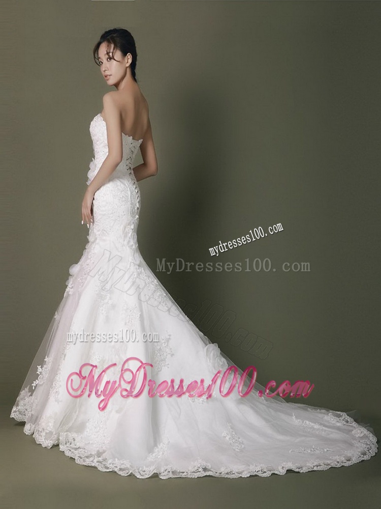 Brand New Beading Lace Wedding Dresses with Court Train