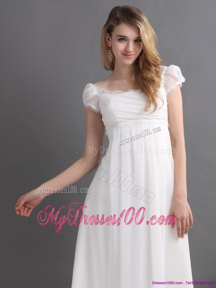 Classical 2016 Ruching Square Wedding Dress with Floor-length