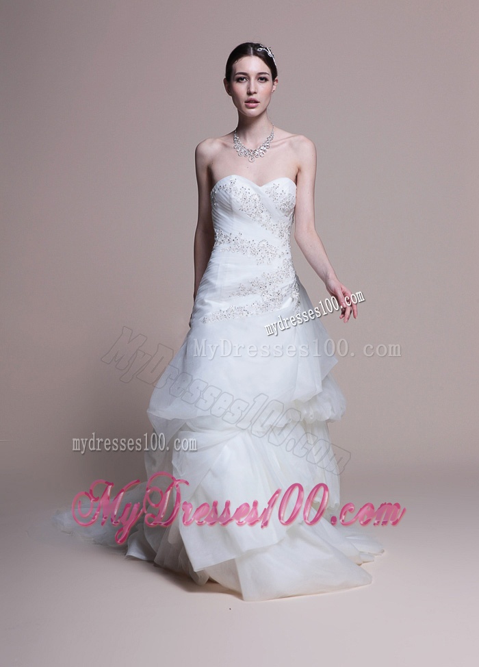 Elegant A Line Sweetheart Court Train Wedding Dresses