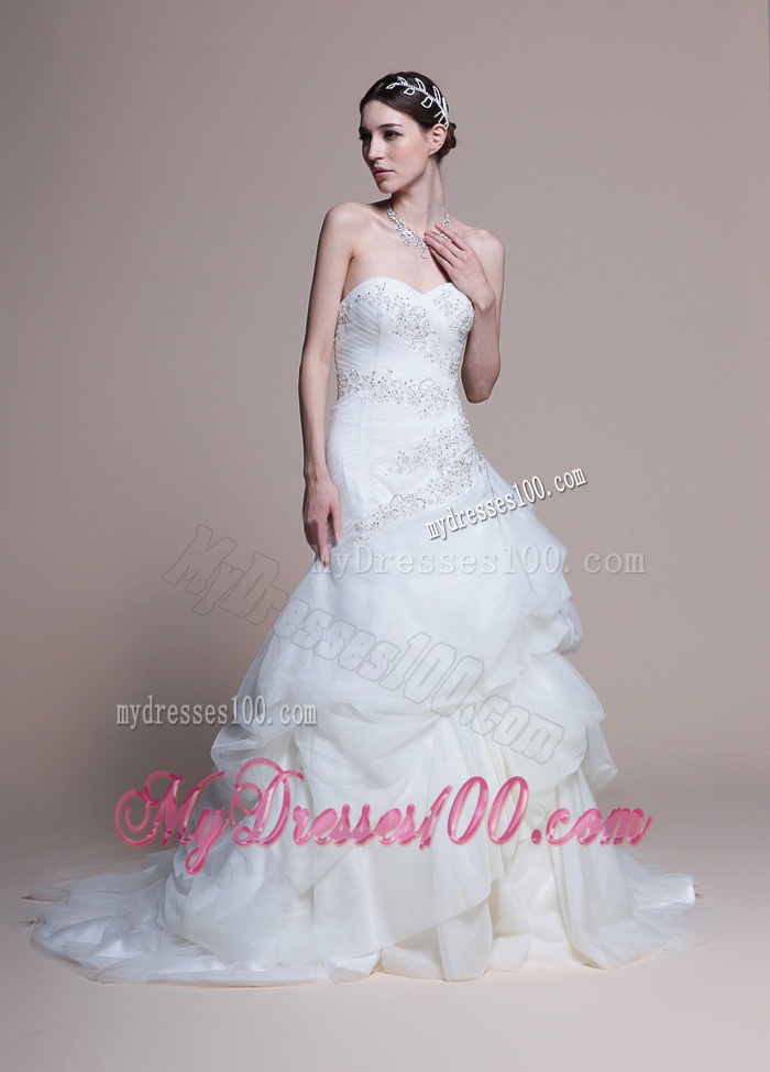Elegant A Line Sweetheart Court Train Wedding Dresses