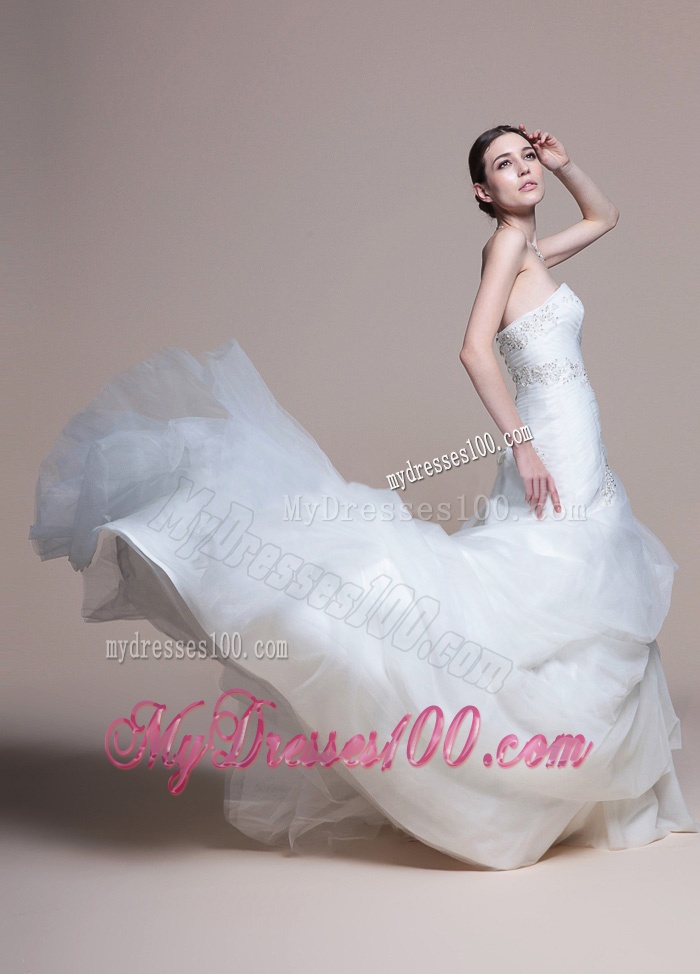 Elegant A Line Sweetheart Court Train Wedding Dresses