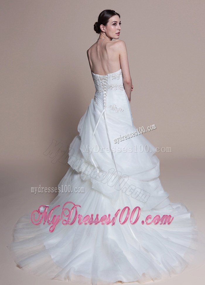 Elegant A Line Sweetheart Court Train Wedding Dresses
