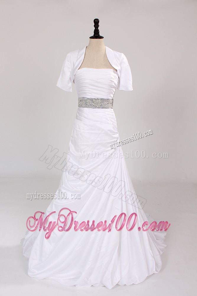 Exclusive 2016 Strapless Court Train Wedding Dresses with Beading