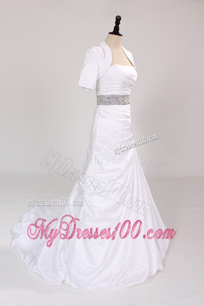 Exclusive 2016 Strapless Court Train Wedding Dresses with Beading
