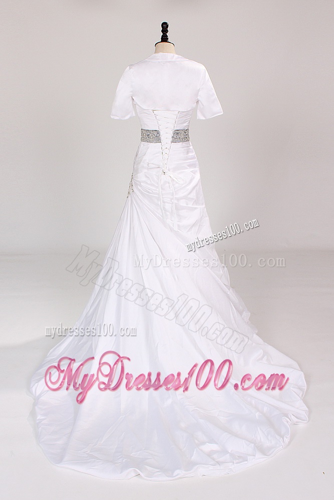 Exclusive 2016 Strapless Court Train Wedding Dresses with Beading