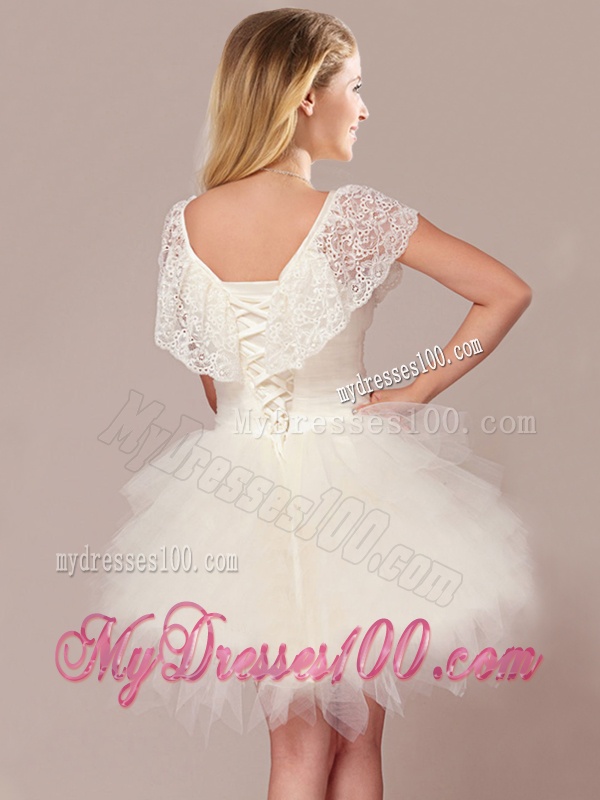 Fashionable High Low Detachable Wedding Dresses with Lace and Ruffles