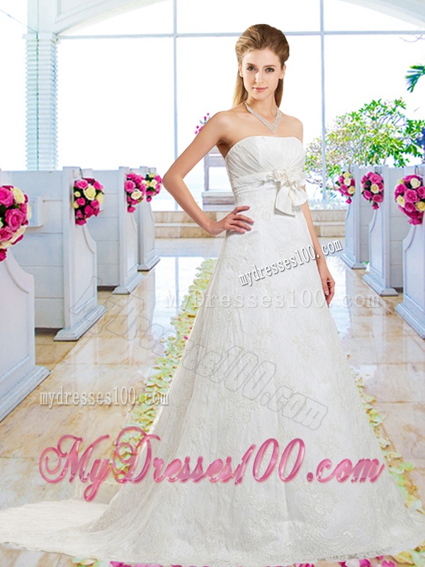 Informal A Line Laced Wedding Dresses with Lace Up
