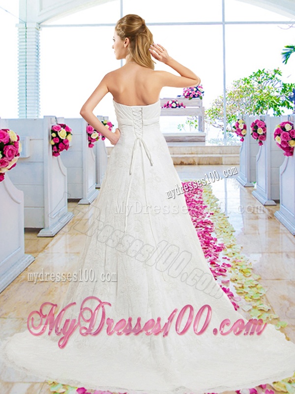 Informal A Line Laced Wedding Dresses with Lace Up
