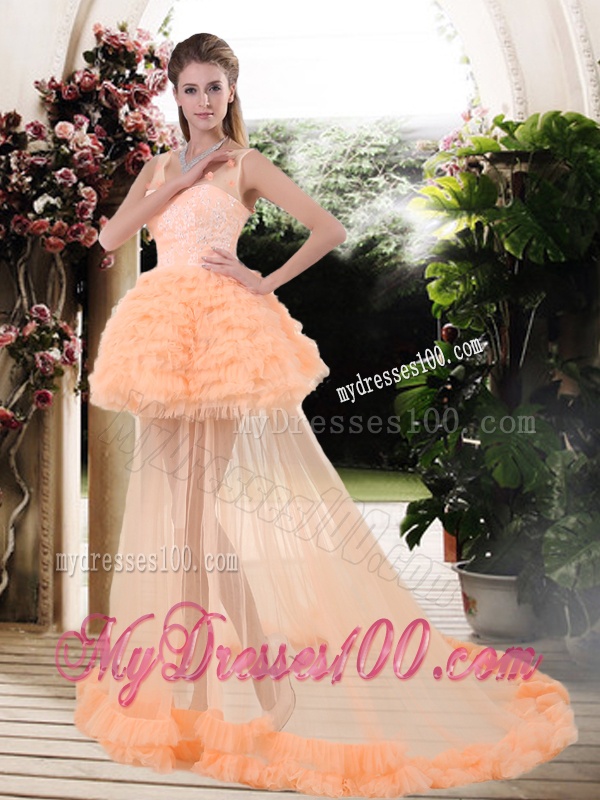 Lovely Ball Gown V Neck Wedding Dresses with Appliques and Ruffles
