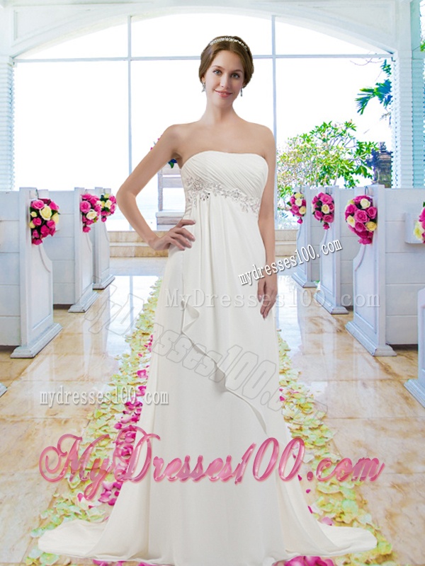 New Arrivals Empire Strapless Wedding Gowns with A Line