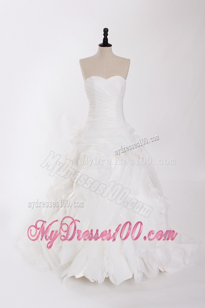 New Style Ruffles Wedding Dresses with Brush Train