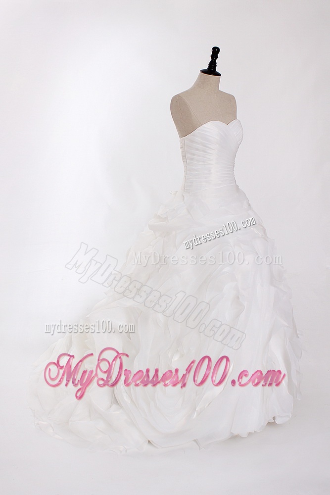 New Style Ruffles Wedding Dresses with Brush Train