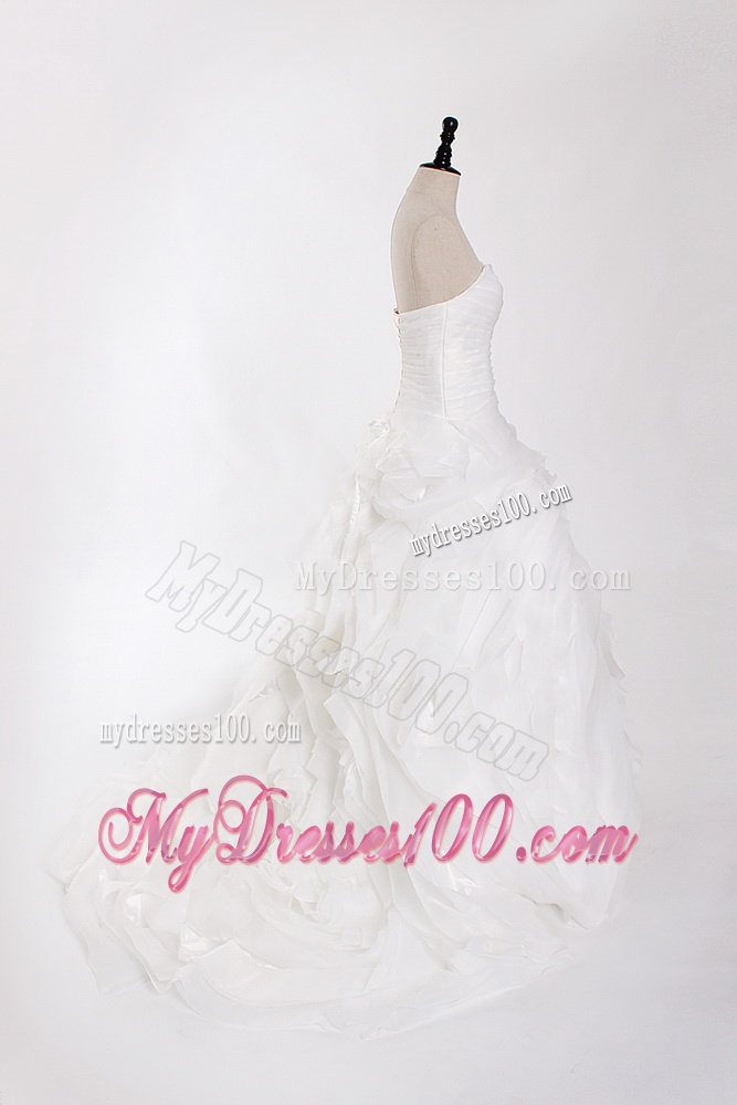 New Style Ruffles Wedding Dresses with Brush Train