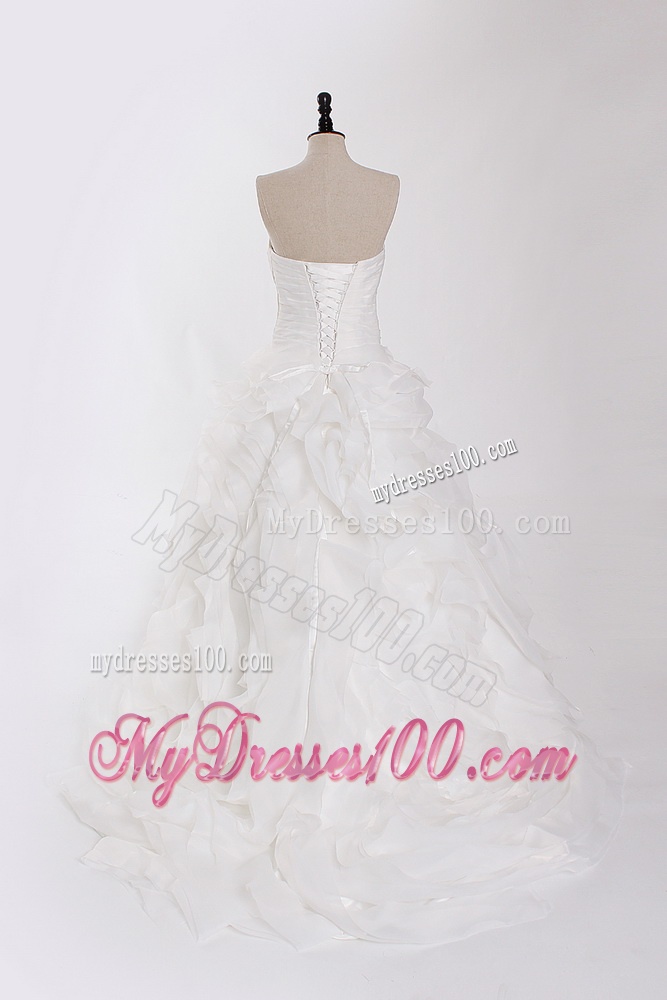 New Style Ruffles Wedding Dresses with Brush Train