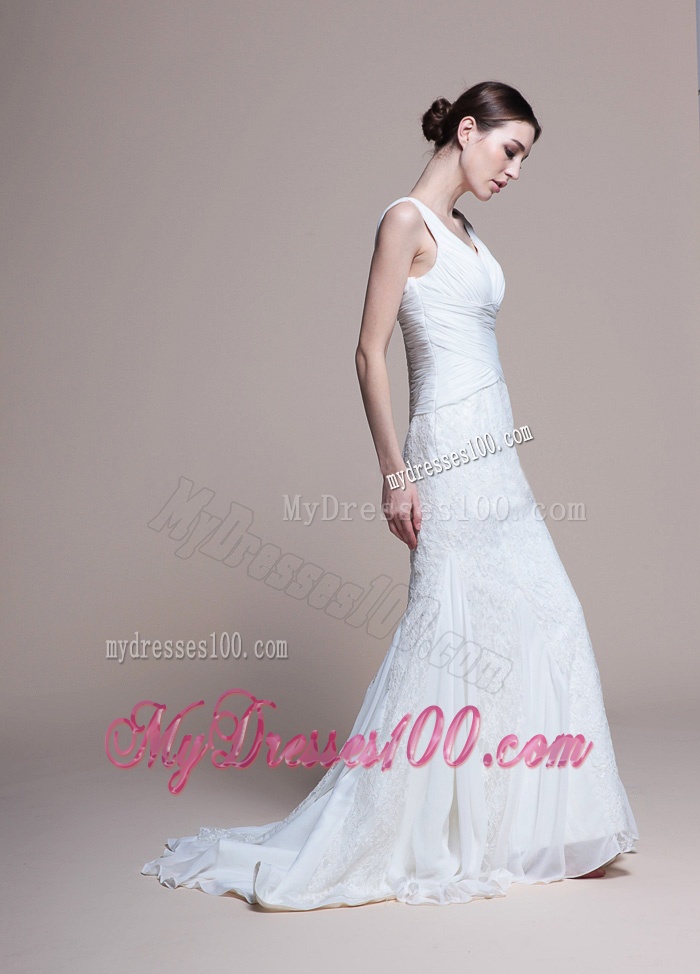 Perfect Mermaid Lace Brush Train Wedding Dresses for Garden