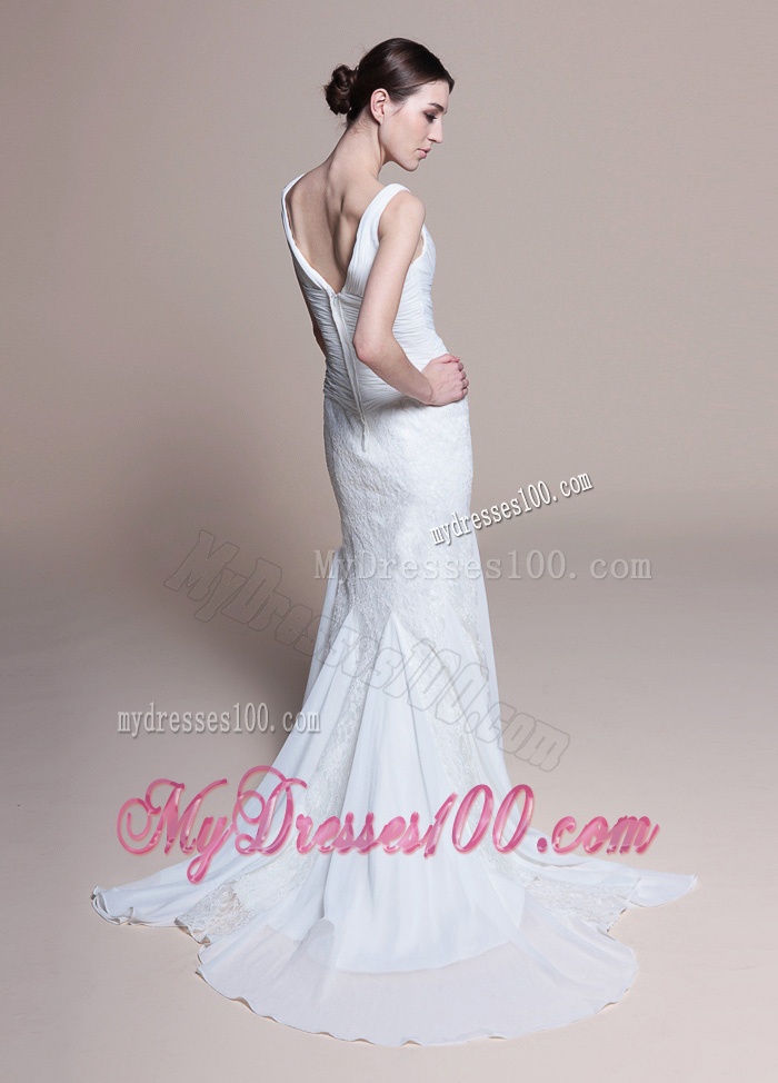 Perfect Mermaid Lace Brush Train Wedding Dresses for Garden