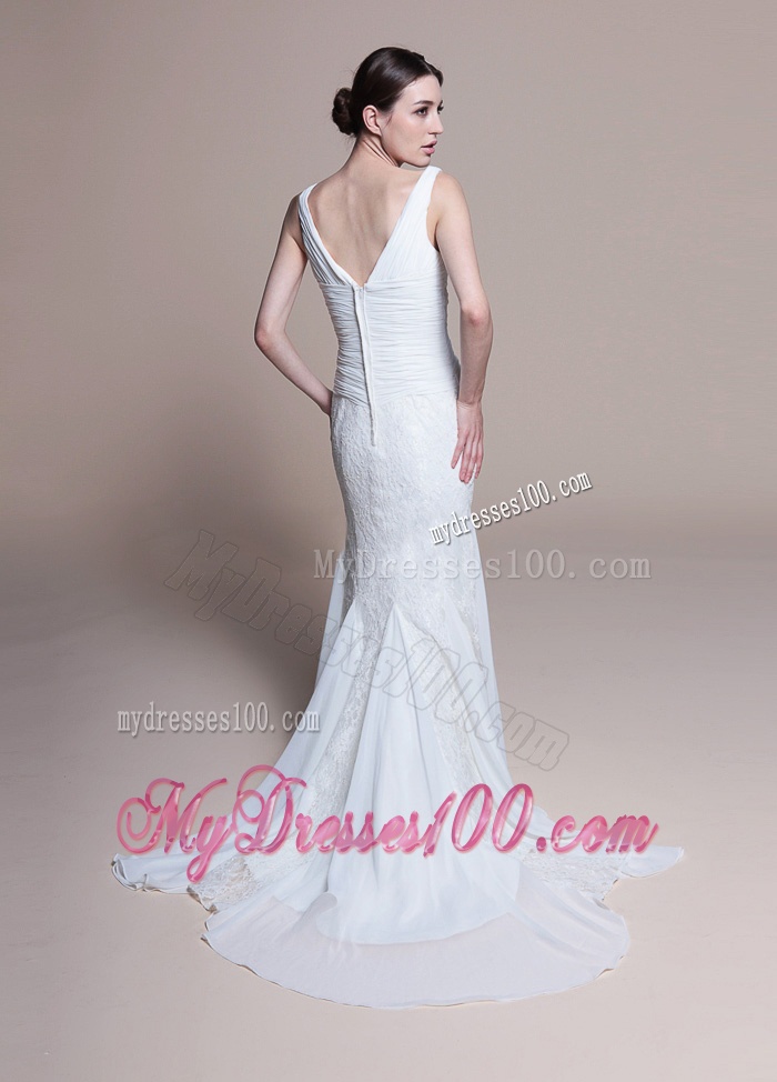 Perfect Mermaid Lace Brush Train Wedding Dresses for Garden