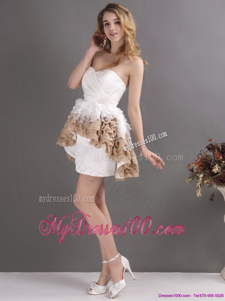 Perfect Pleated Sweetheart WhiteBridal Gowns with Ruffles