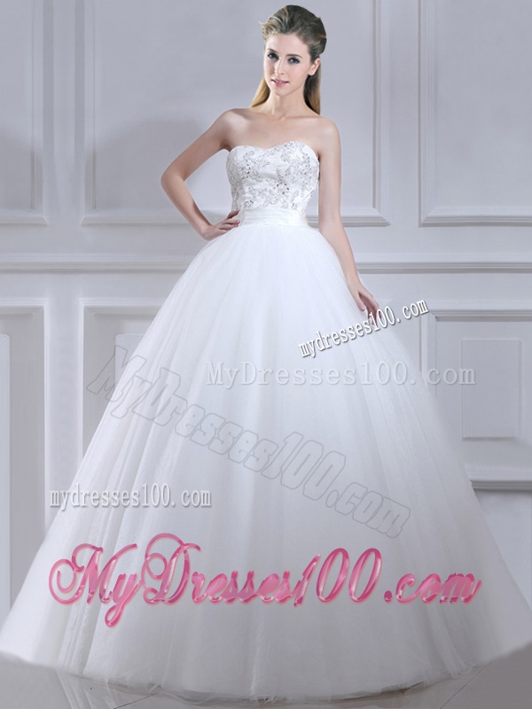 Popular Ball Gown Wedding Dresses with Beading and Sashes