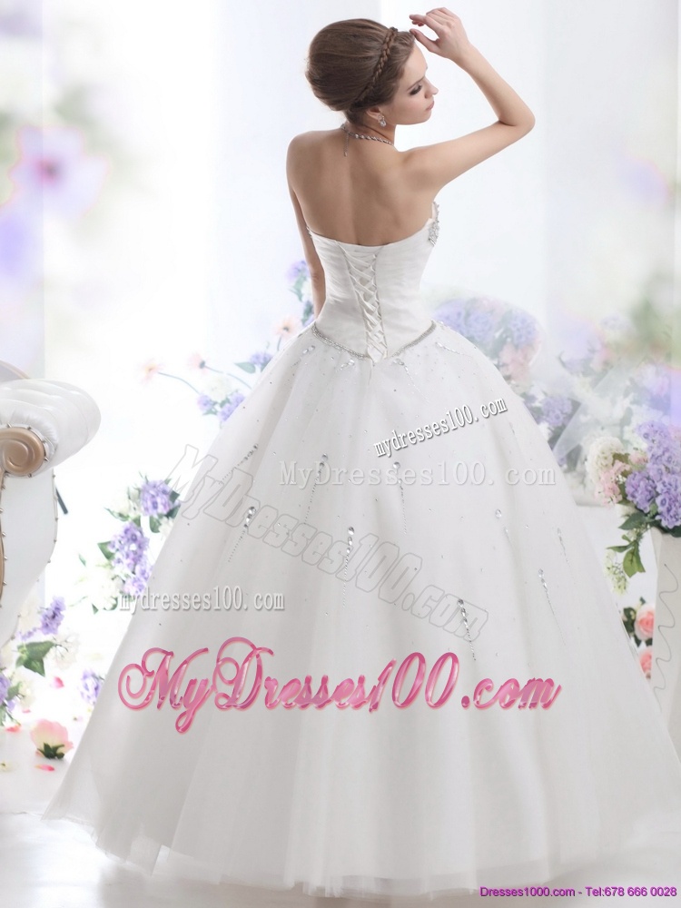 Pretty White Sweetheart Rhinestone Wedding Dresses for 2016