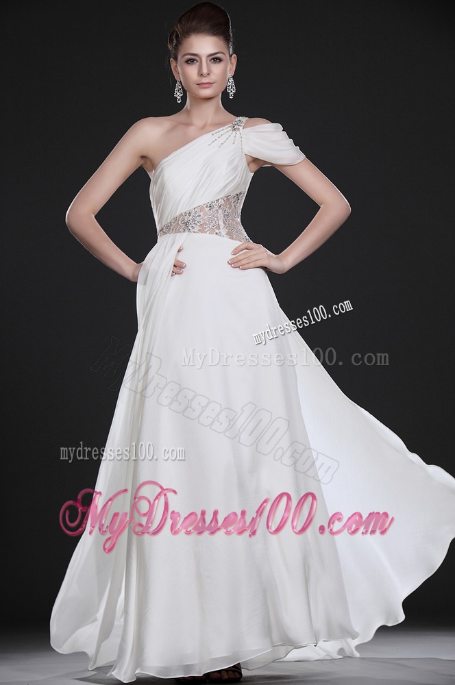 Remarkable One Shoulder Beading Long Wedding Dresses