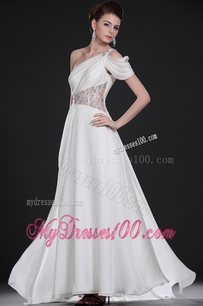 Remarkable One Shoulder Beading Long Wedding Dresses